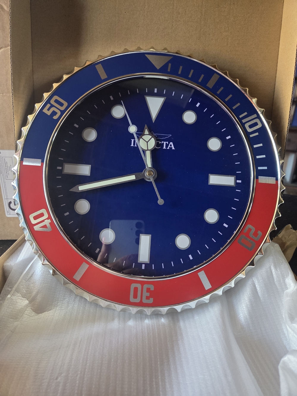 Invicta Blue, Red & Silver Wall Clock - Nautical Dive Design